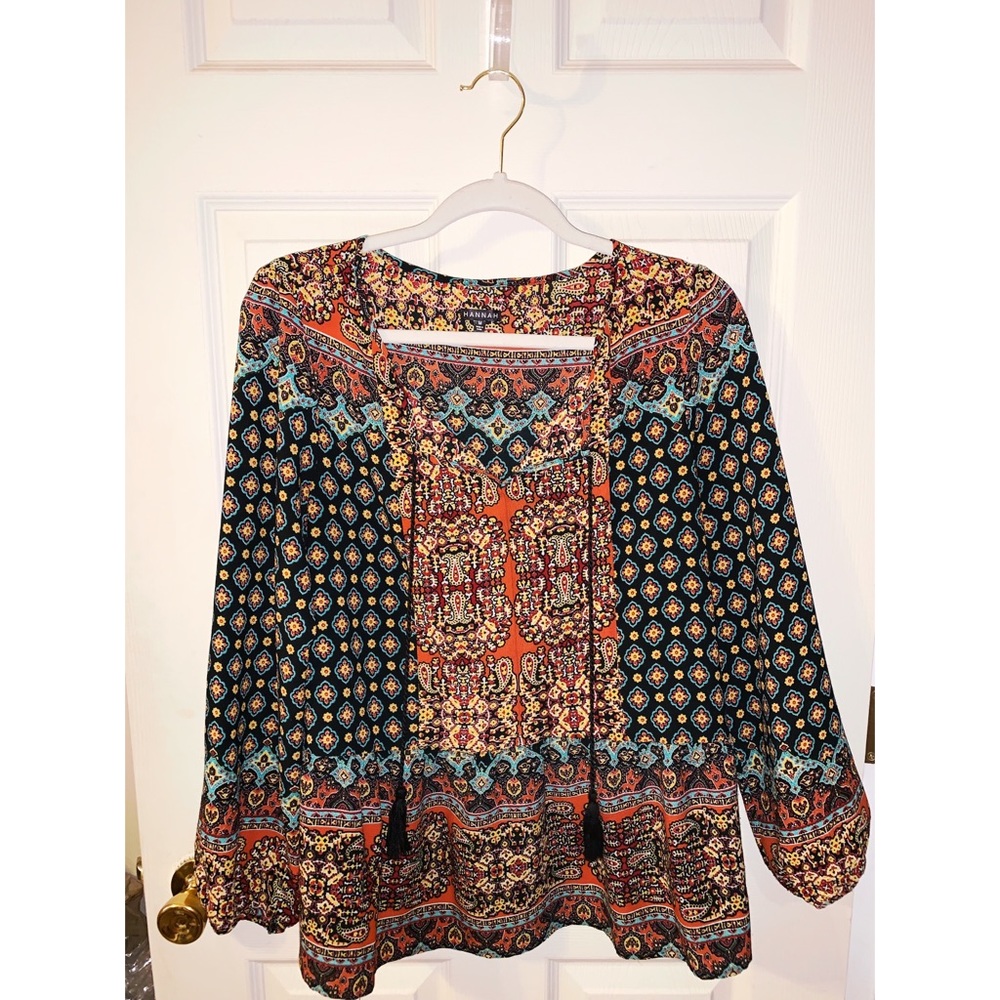 Hannah Patterned Drop Waist Blouse